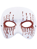 White Psycho Mask With Red Glitter Bleeding Eyes