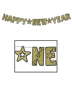 Glittered Happy New Year Streamer 8½" x 8' 6"