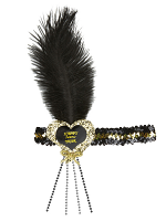  Black-Gold Happy New Year Glitter Heart Sequin Headband