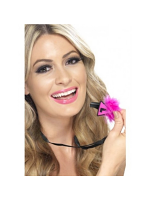 Hen Party Whistle Fuchsia Black L-Plate Design With Black Marabou Trim  