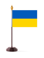 Ukraine Table Flag with Stick and Base