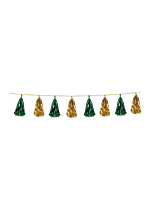 Gold and Green Metallic Tassel Garland 