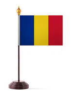 Romania Table Flag with Stick and Base