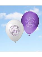 12" White and Purple Printed Jubilee Balloons pack of 20 Latex