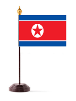 North Korea Table Flag with Stick and Base