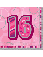 Birthday Glitz Pink - 16th Birthday - Luncheon Napkins 