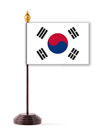 South Korea Table Flag with Stick and Base
