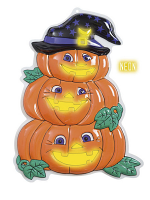 3D Neon Pumpkin Trio With Hat