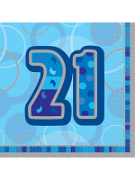 Birthday Glitz Blue - 21st Birthday - Luncheon Napkins