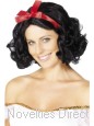 Fairytale Wig, Black, With Red Ribbon, Short and Wavy