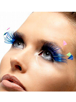 Feather Plume Eyelashes - Blue and Neon - contains Glue
