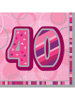Birthday Glitz Pink - 40th Birthday - Luncheon Napkins 