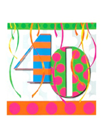 40th Balloon Bright Birthday Party Napkins 