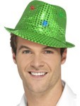 Flashing Sequin Gangster Hat - Green