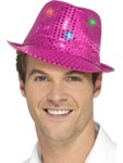 Flashing Sequin Gangster Hat - Pink