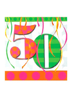 50th Balloon Bright Birthday Party Napkins 