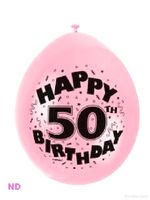 Balloons 'HAPPY 50th BIRTHDAY'  9" Latex Balloons (10)  