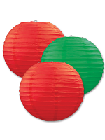 Paper Lanterns (Pack Of 3) - Red & Green