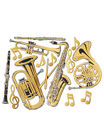Gold Foil Musical Instruments Cutouts