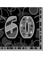 Birthday Glitz Black & Silver 60th Birthday - Luncheon Napkins 