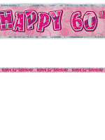 Birthday Glitz Pink 60th Birthday Prism Banner