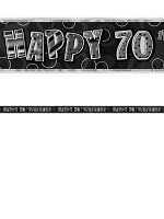 Birthday Glitz Black & Silver 70th Birthday Prism Banner