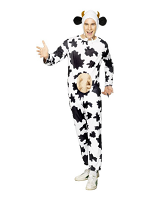 Cow Costume All-in-One Jumpsuit with Udders and Headpiece