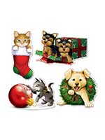 Christmas Puppy & Kitten Cardboard Cutouts 