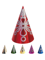 Cone Hat Glitter Decorated 28cm - packs of 12 In Assorted Colours