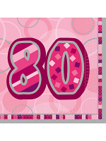 Birthday Glitz Pink - 80th Birthday - Luncheon Napkins 