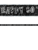 Birthday Glitz Black & Silver 80th Birthday Prism Banner