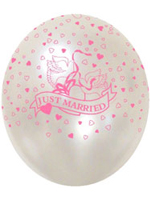 Balloons 'JUST MARRIED' Pink And See Through 12"