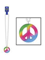 Beads with Tie-Dyed Peace Sign Medallion 