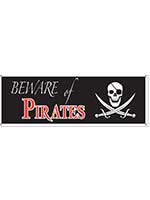 Beware Of Pirates Sign Banner 5' x 21"