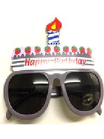 Birthday Cake Glasses With Candle - Grey