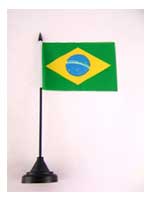 Brazil Table Flag with Stick & Base