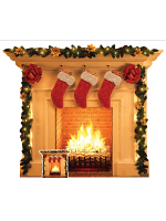 Christmas Fireplace Festive 1 Dimensional Cardboard Cutout 