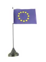 Euro Blue Star Table Flag with Stick and Base