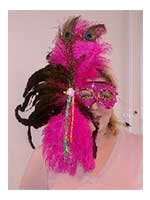 Feathered Mask Pink Sequin Mask With Full Plume Of Feathers