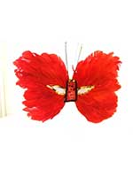 Feathered Mask Red Butterfly With Sequin Eyes And Nose (1)