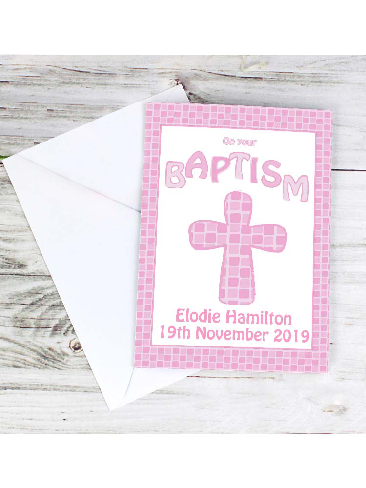 Personalised Baptism Card Pink