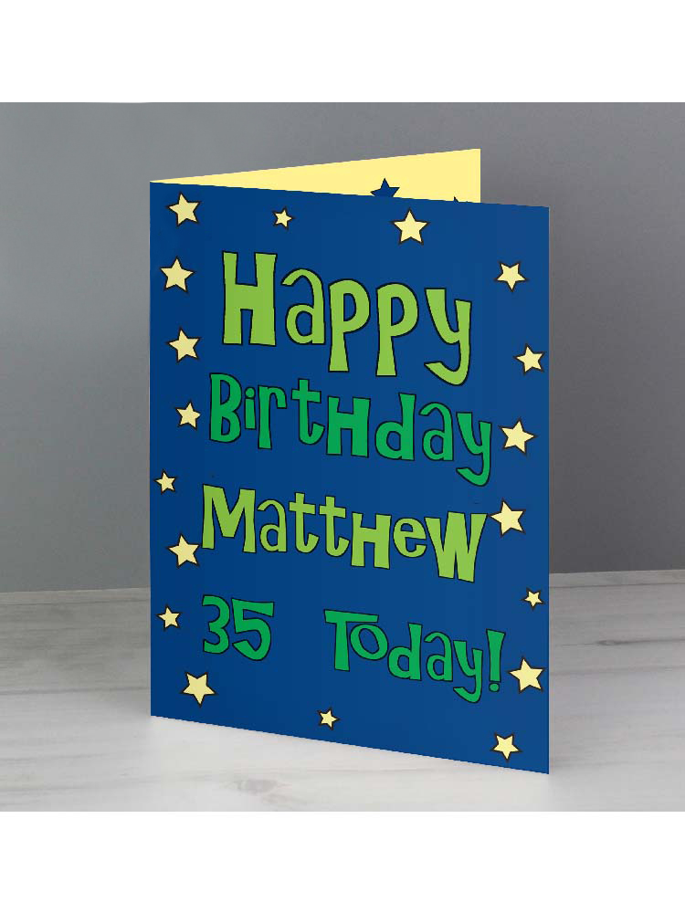 Personalised Happy Birthday Blue Star Card