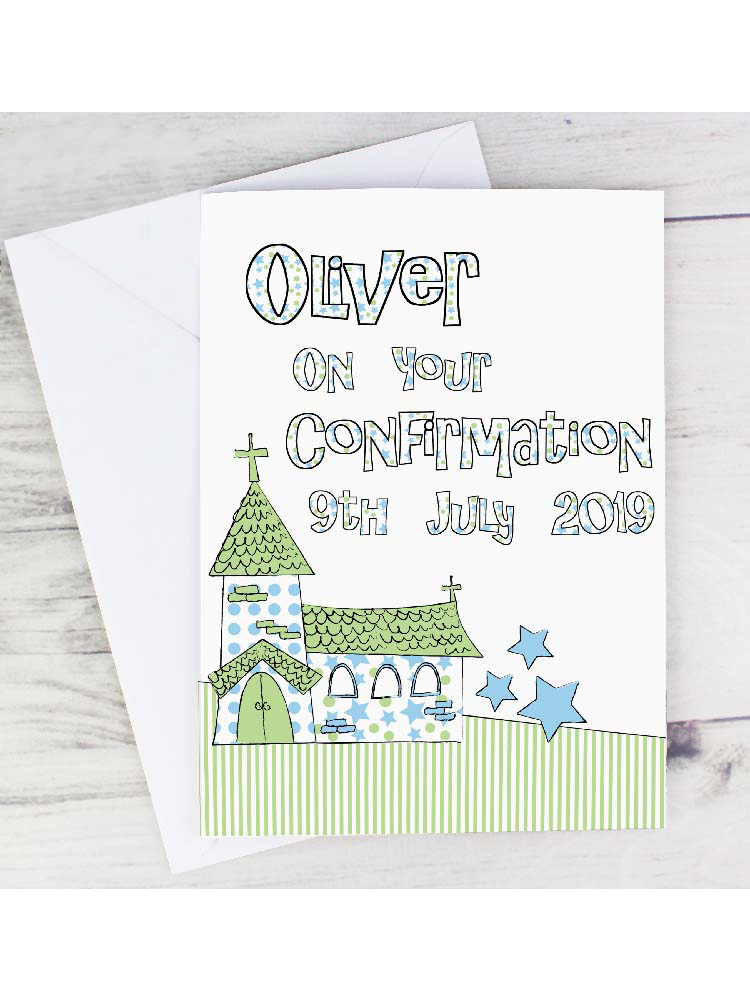 Personalised Blue Church Card