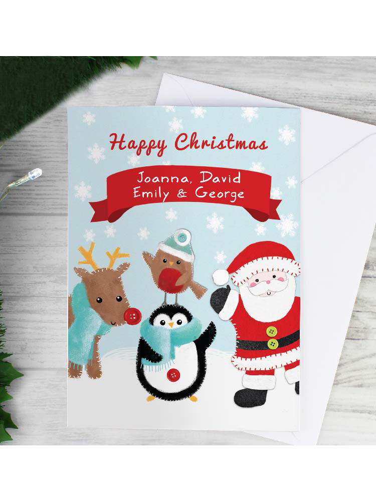 Personalised Felt Stitch Friends Christmas Card