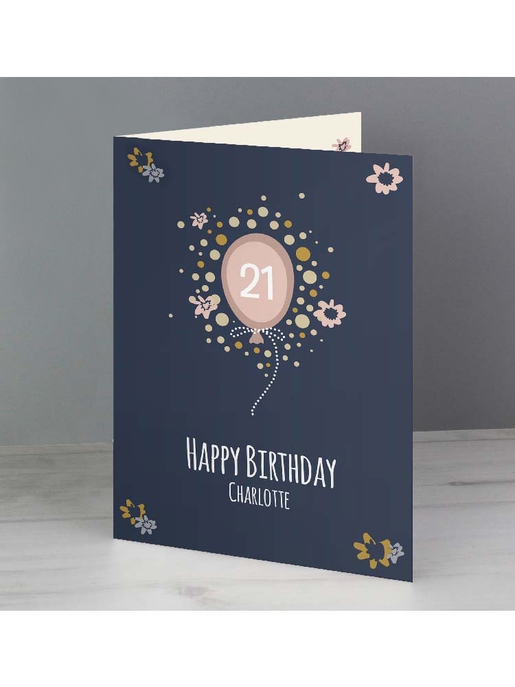 Personalised Rose Gold Balloon Card