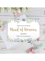 Personalised Maid of Honour 'Floral Watercolour Wedding' Card