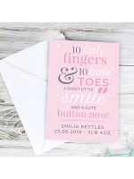 Personalised '10 Little Fingers' Pink Baby Card