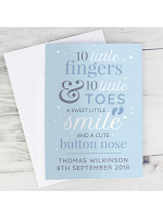 Personalised '10 Little Fingers' Blue Baby Card