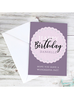 Personalised Lilac Lace Birthday Card