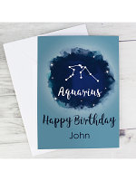 Personalised Aquarius Zodiac Star Sign Card (January 20th - February 18th)